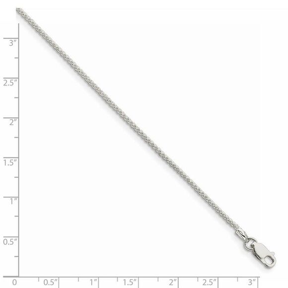 1.5mm Sterling Silver, Round Solid Spiga Chain Necklace, 18 Inch - Picture 5 of 8